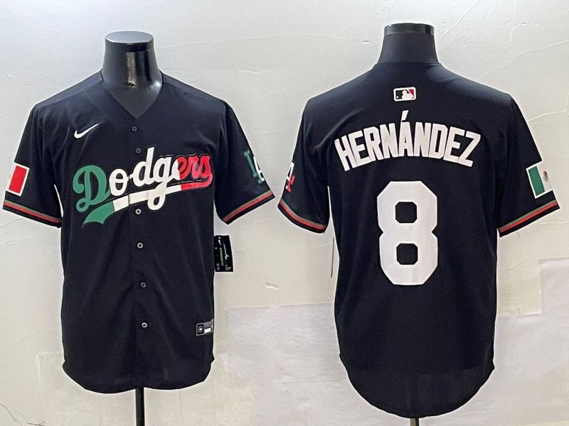Men Los Angeles Dodgers #8 Hernandez Black Mexico Nike 2025 MLB Jersey style 1->los angeles dodgers->MLB Jersey